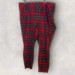 Torrid Pixie Pants Womens Red and Black Plaid Legging Size 4R Pockets Pull On